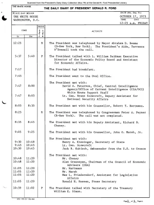 President Gerald R. Ford's Daily Diary, October 17, 1975