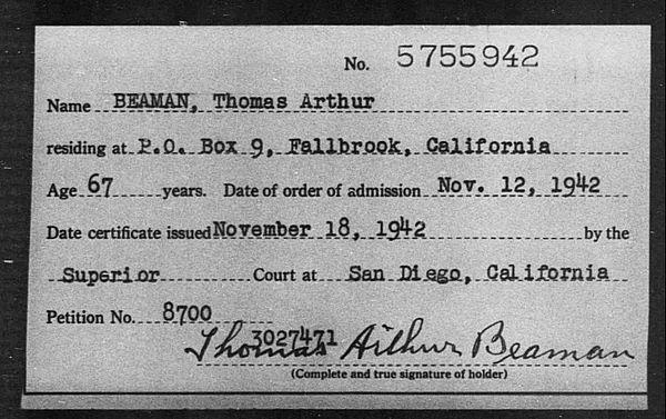 Beaman, Thomas Arthur - 1942