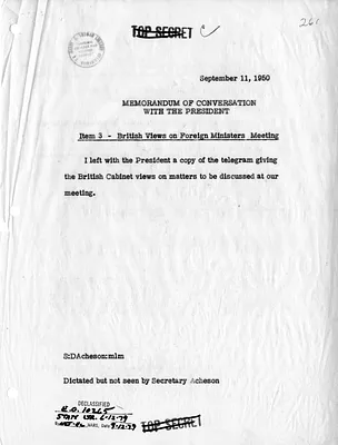Memorandum of Conversation with Secretary of State Dean Acheson and President Harry S. Truman