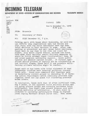 Telegram from  Alexander Kirk to Secrertary of State George C. Marshall