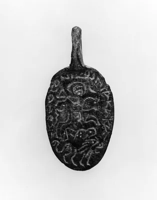 Pendant Amulet Depicting the Holy Rider; Christ Crucified (reverse)