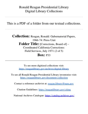 [Corrections, Board of] - Coordinated California Corrections: Field Services, July 1971 (2 of 5)
