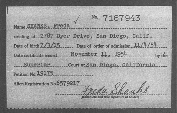 Shanks, Freda - 1954