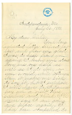 Letter from Mary Martha Truman to Nancy Bentley