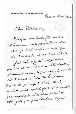 Letter from Vincent Auriol to President Harry S. Truman