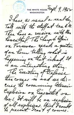 Longhand Note of President Harry S. Truman