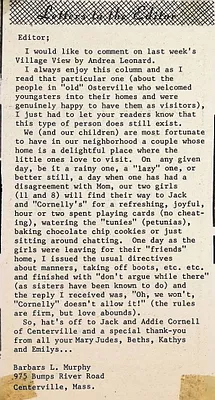 Letter to the editor, January 1974