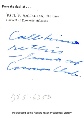Lunch With D. Packhard (Cosmos Club) 7-7-70
