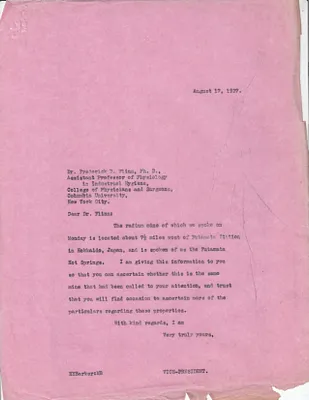 Letters Sent to Dr. Frederick B. Flinn, August 17, 1927