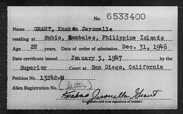 Grant, Knakos Jeronella - 1947