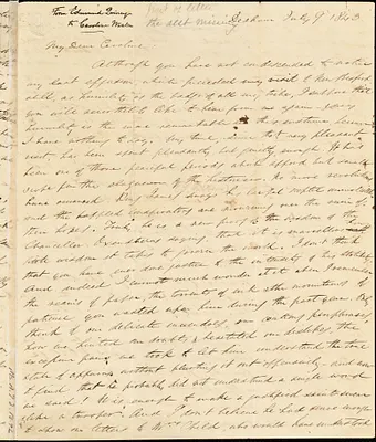 Letter from Edmund Quincy, Dedham, [Mass.], to Caroline Weston, July 9, 1843