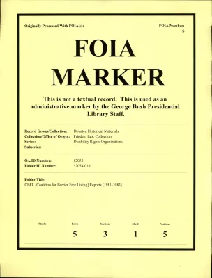 CBFL [Coalition for Barrier Free Living] Reports [1981-1983]