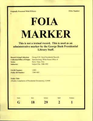 [Weekly Compilation of Presidential Documents], 5/29/89