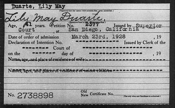 Duarte, Lily May - 1928