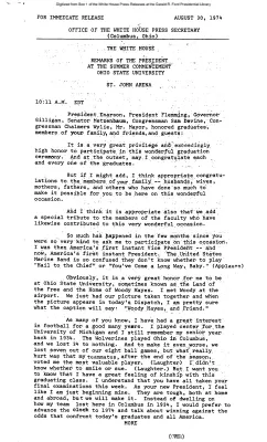 Remarks of the President at Summer Commencement, Ohio State University [Ford Speech or Statement]
