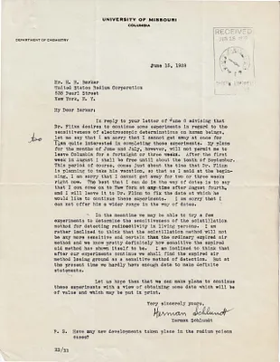 Letters Received to H.H. Barker, June 15, 1928