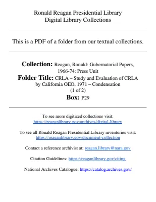 CRLA - Study and Evaluation of CRLA by California OEO, 1971 - Condensation (1 of 2)