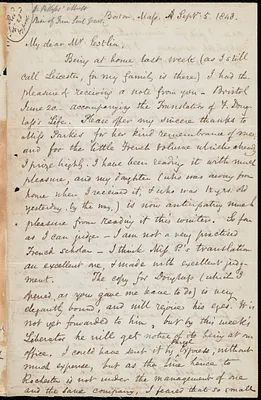 Letter from Samuel May, Boston, to John Bishop Estlin, Sept. 5, 1848