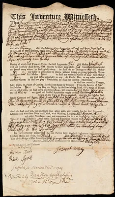 Thomas Baxter indentured to apprentice with Joseph Wyley of Worcester, 3 December 1746