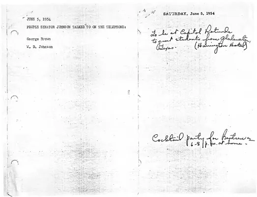 Lyndon Johnson's 1954 Desk Diary I, beginning 6/5/1954
