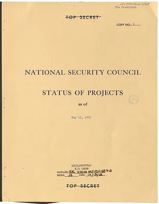Report, National Security Council Status of Projects