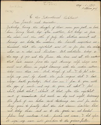 Nicola Sacco autographed letter signed to the "International Proletariat", Dedham, 6 May 1927