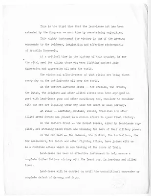 Remarks on Lend-Lease Policy
