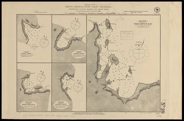 South America--west coast--Patagonia, anchorages in Wide Channel and Indian Reach