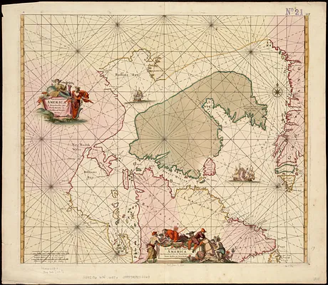 De Noordelyckste Zee Kusten van America van Groenland door de Straet Davis ende Straet Hudson tot Terra Neuf