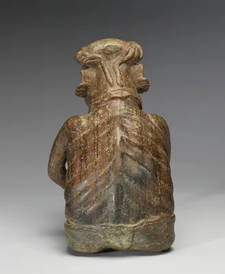 Polychrome Seated Old Female Figure with Bowl