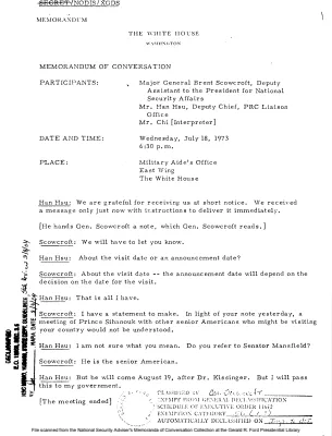 July 18, 1973 - Scowcroft, PRC Officials