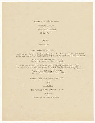 Program for Memorial Day Service at the American Military Cemetery, Nuremberg, Germany