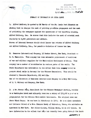 Summary of Information on China Lobby