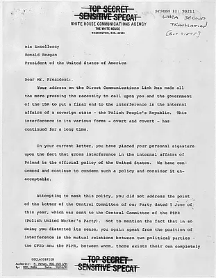 Message from Leonid Brezhnev to Ronald Reagan (English translation)