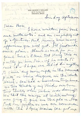 Letter from May Wallace to Bess W. Truman
