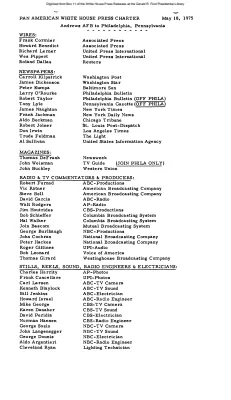 List of Media Members on WH Charter Flight from Andrews AFB to Philadelphia [Notice to Press]