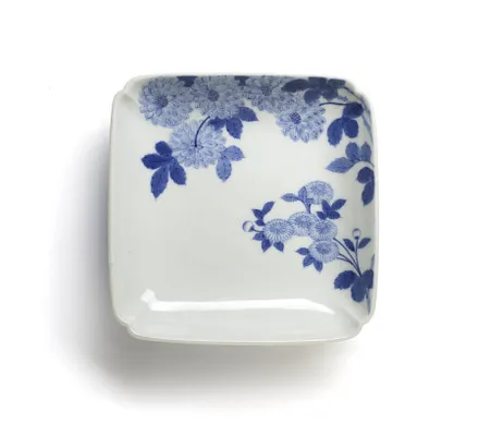 Square Dish with Chrysanthemums