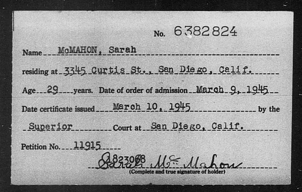McMahon, Sarah - 1945