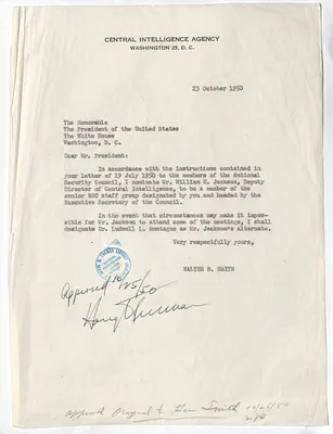 Letter from Walter Bedell Smith to President Harry S. Truman