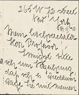 Renucci, Claire di autograph letter signed to Hugo Münsterberg, New York, 31 March 1912