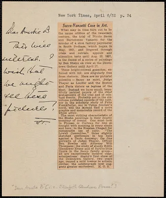 Autograph note to "Dear Auntie B" [Elizabeth Glendower Evans, April 6, 1932]