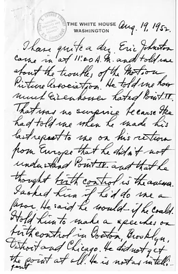 Longhand Note of President Harry S. Truman