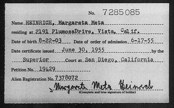 Heinrich, Margareta Meta - 1955