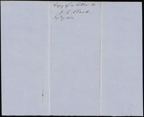 Copy of a letter from Samuel Warner to Isaac R. Clark, 17 September 1852