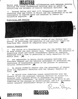 NSDD 109 Responding to the Lebanon Crisis