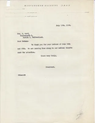 Letters Sent to Mrs. K. Norf, July 13, 1926