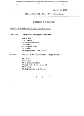 Pools for Saturday, October 12, 1974 [Meeting Attendee List]