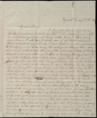 Letter from Lucia Weston, Weymouth, [Mass.], to Debora Weston, Tuesday, 8th Feb. 1841