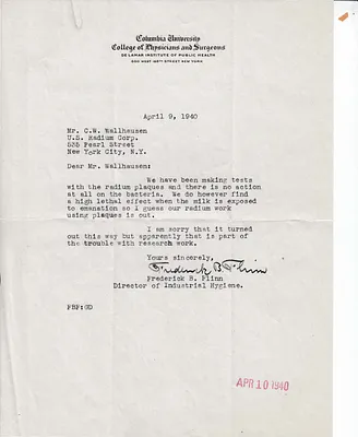 Letters Received to C.W. Wallhausen, April 9, 1940