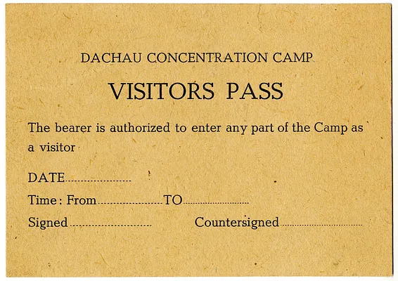 Dachau Concentration Camp Visitors Pass